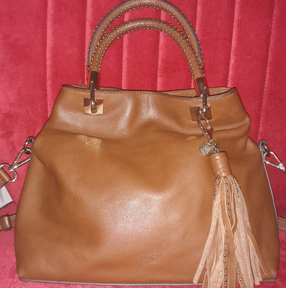 VINCE CAMUTO studded handle Crossbody bag.